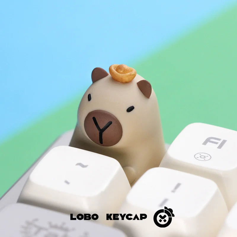 Lobo Capybara Keycaps Hand-made Resin Keycap Mechanical Keyboard Keycaps Cute Customized Gaming Accessories Decoration Gifts