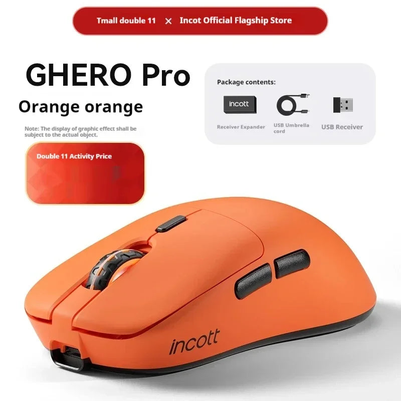 Incott Ghero Pro Gaming Mouse G24/G23 Wireless Mouse 3 mode 2.4G Bluetooth Lightweight PAW3395 Mice customize G24 pro Mouse Gift