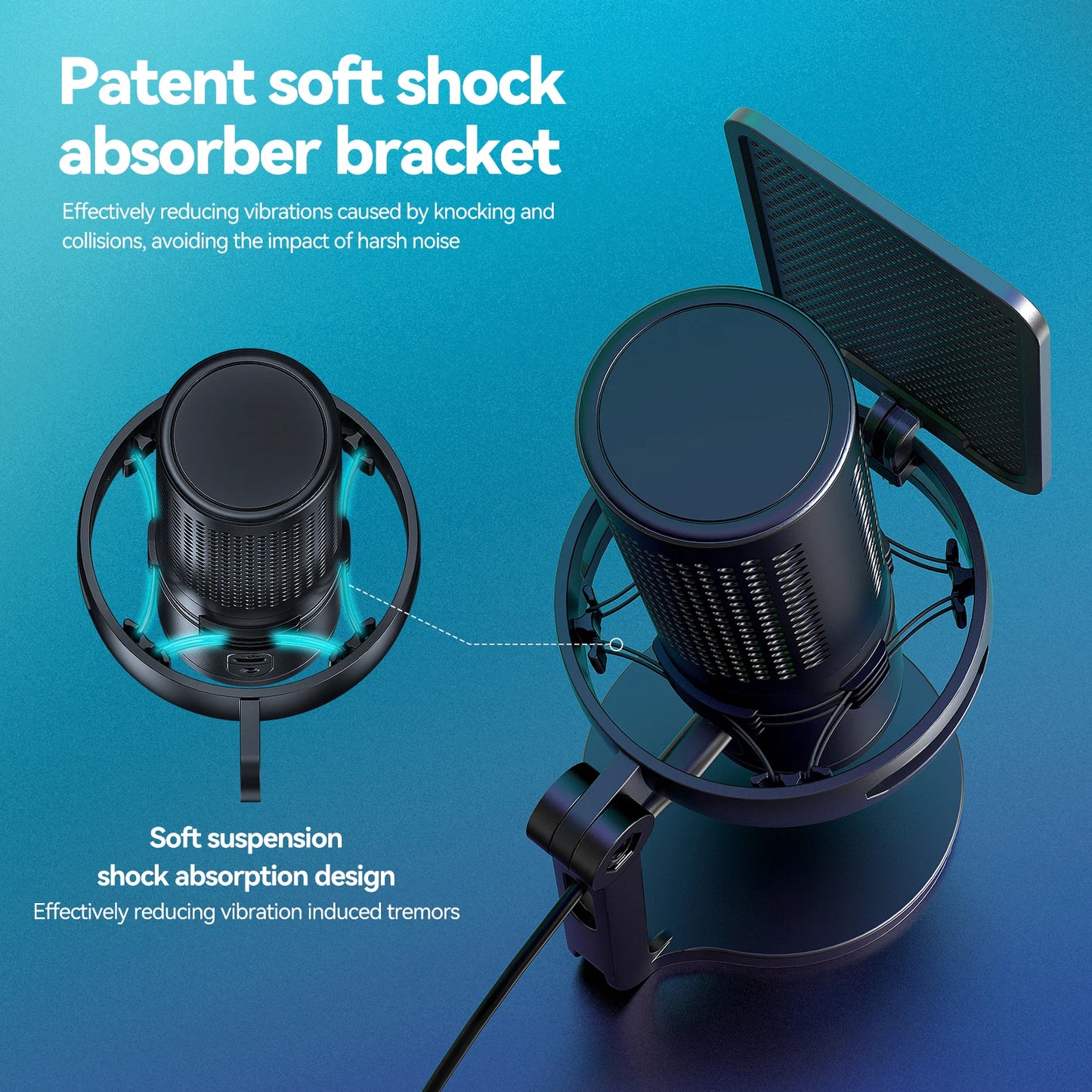 Gaming Microphone Professional Condenser Mic PC Laptop Computer Mike RGB USB Wired Studio Streaming Podcast Gamer Karaoke PC Kit