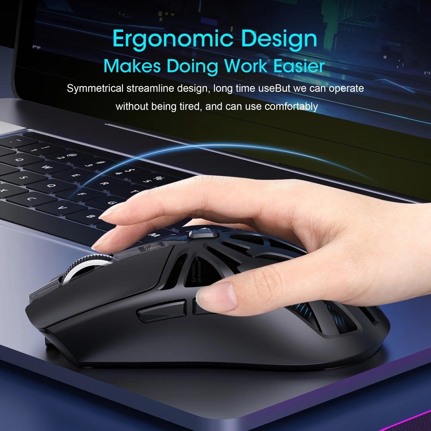 HXSJ T400 3-mode wireless optical mouse 1000HZ lightweight 500mAh rechargeable USB-type C Gaming office mouse for pc laptop