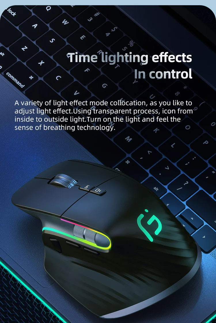 JOMAA 2.4G Wireless Bluetooth Mouse Rechargeable LED RGB Gaming Mouse for Computer Gamer Office 4000DPI