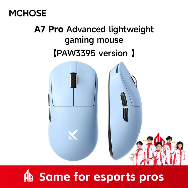MCHOSE A7 Pro Ultra Wireless Mouse Tri-Mode Gaming E-sports Mouse PAW3950 Lightweight 42000dpi 8K Low Delay Ergonomics 500mAh