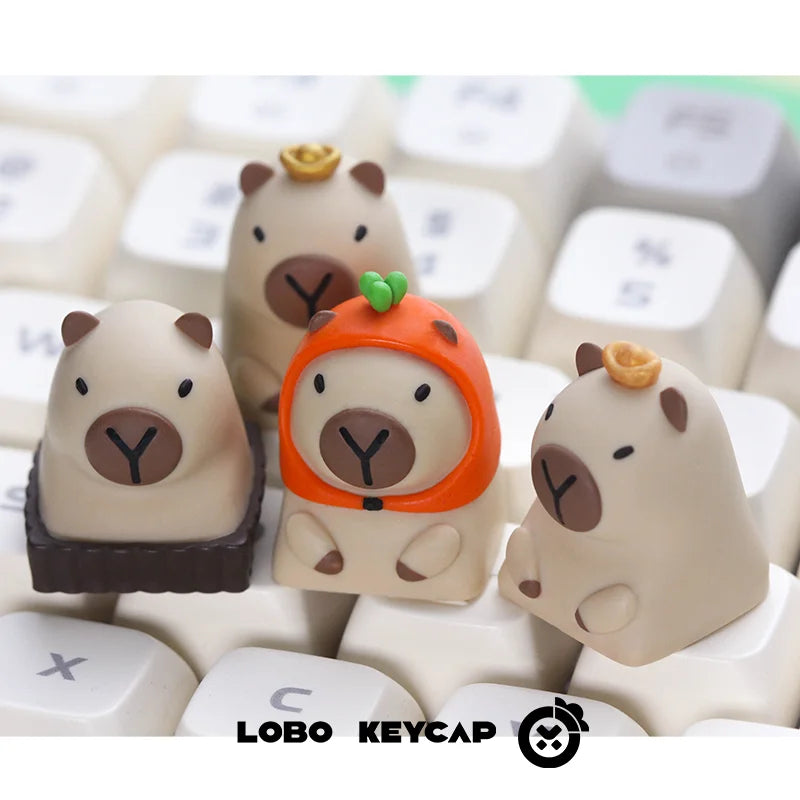 Lobo Capybara Keycaps Hand-made Resin Keycap Mechanical Keyboard Keycaps Cute Customized Gaming Accessories Decoration Gifts