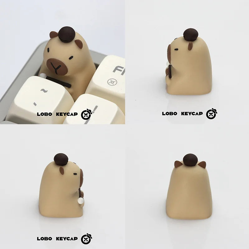 Lobo Capybara Keycaps Hand-made Resin Keycap Mechanical Keyboard Keycaps Cute Customized Gaming Accessories Decoration Gifts
