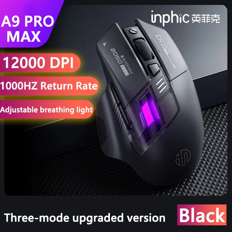 Inphic A9 Explorer Wireless Gaming Mouse 500mA Battery Level Display Rechargeable Silent Bluetooth Office Mouse For PC Laptop