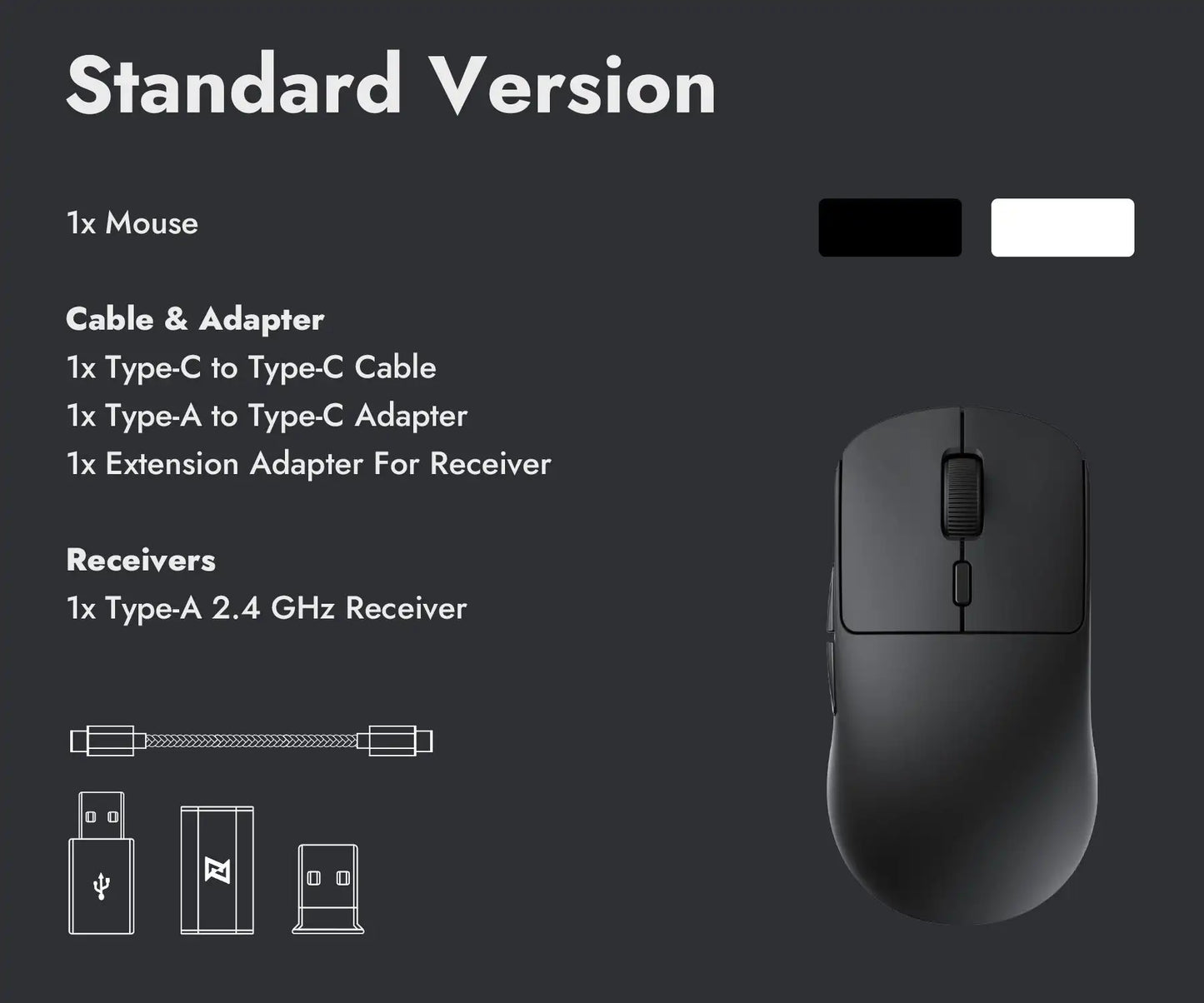 Lemokey G2 Wireless Optical Mouse Gaming PixArt 3950 Sensor 2.4GHz & Bluetooth 8K Polling Rate Lightweight