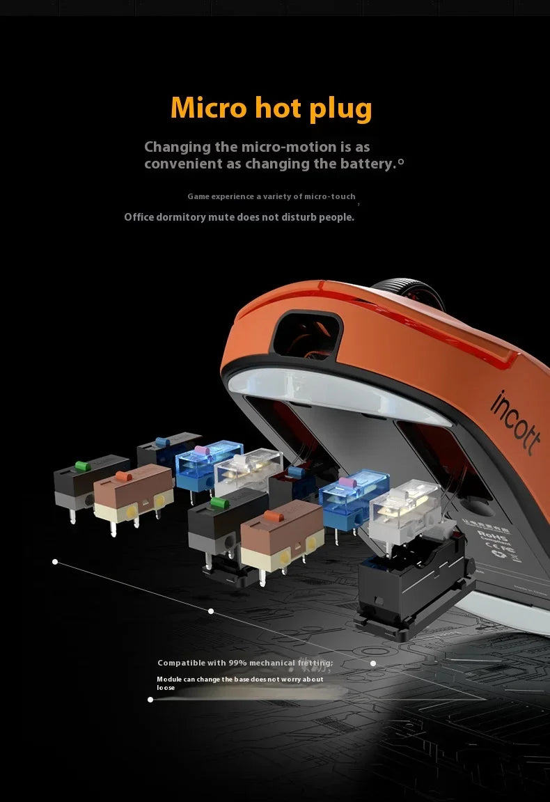 Incott G23 Pro Paw3950 Sensor Hot Swap Fast Charge Wireless Mouse 8k Dual Mode Gaming Mouse Ergonomics Pc Gamer Accessories Gift