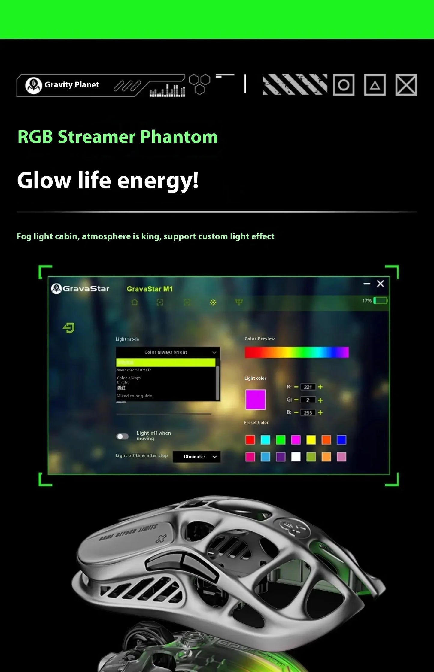 Gravastar M1 Gamer Mouse Magnesium Alloy Wireless Bluetooth Mouse Gravastar M2 With 4K receiver RGB Low Latency Gaming Mice