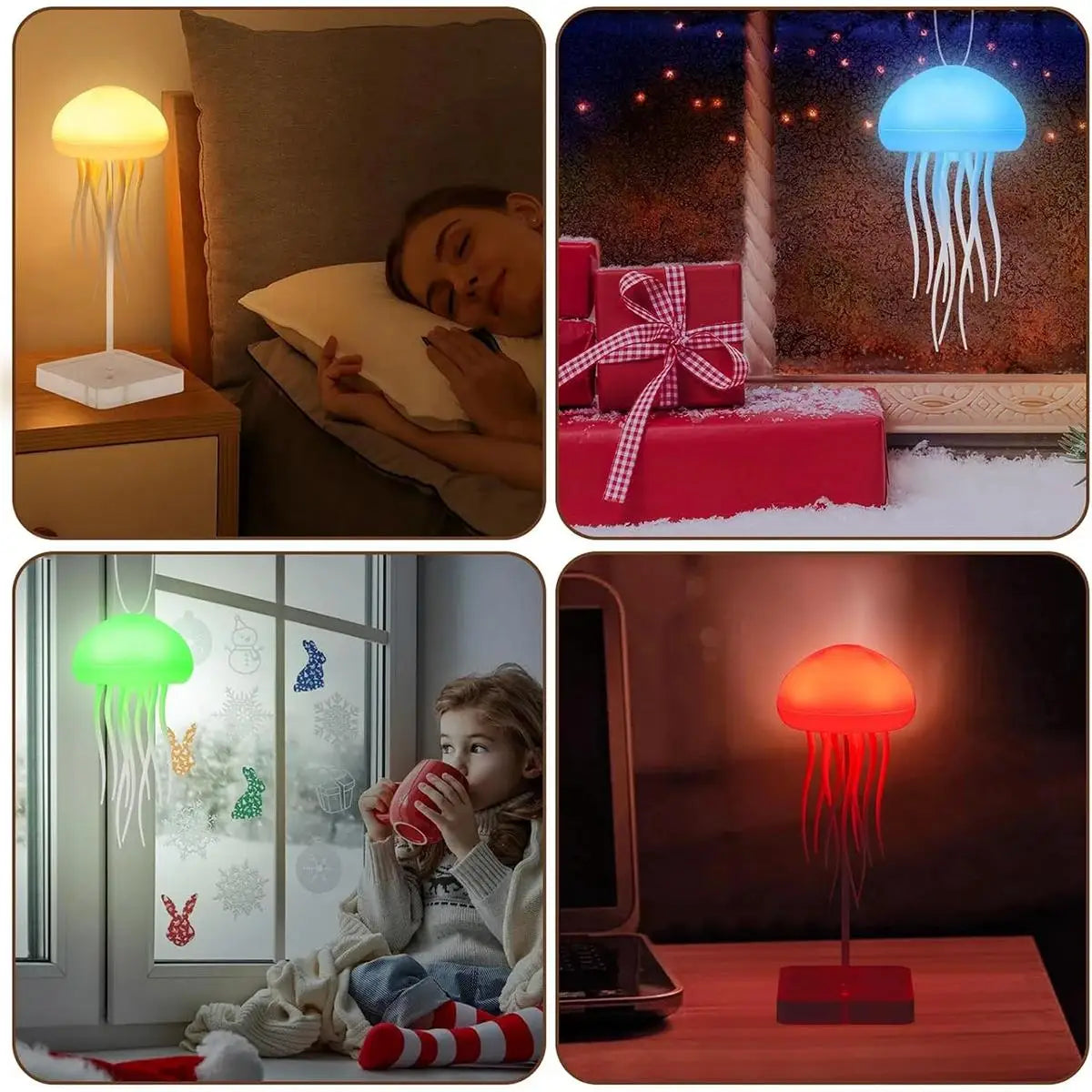 Jellyfish Night Light Creative Lighthouse Ambient Cartoon Rgb Gradient Cute Usb Decorative Lights Holiday Decoration Hanging 3d