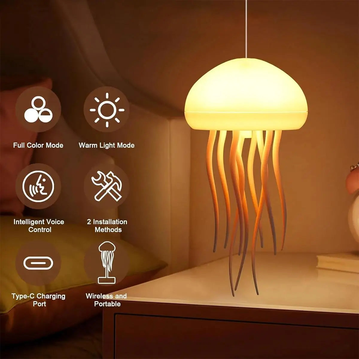Jellyfish Night Light Creative Lighthouse Ambient Cartoon Rgb Gradient Cute Usb Decorative Lights Holiday Decoration Hanging 3d