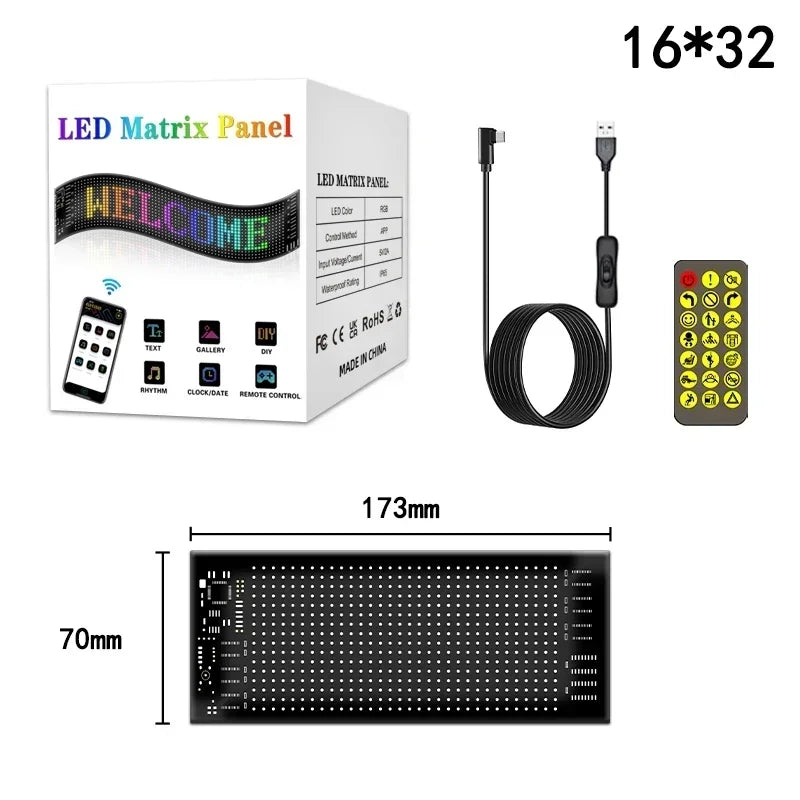 LED Sign Matrix Pixel Panel Scrolling Bright Led Eyes For Truck Signboard Flexible USB LED Car Sign Bluetooth App DIY Control