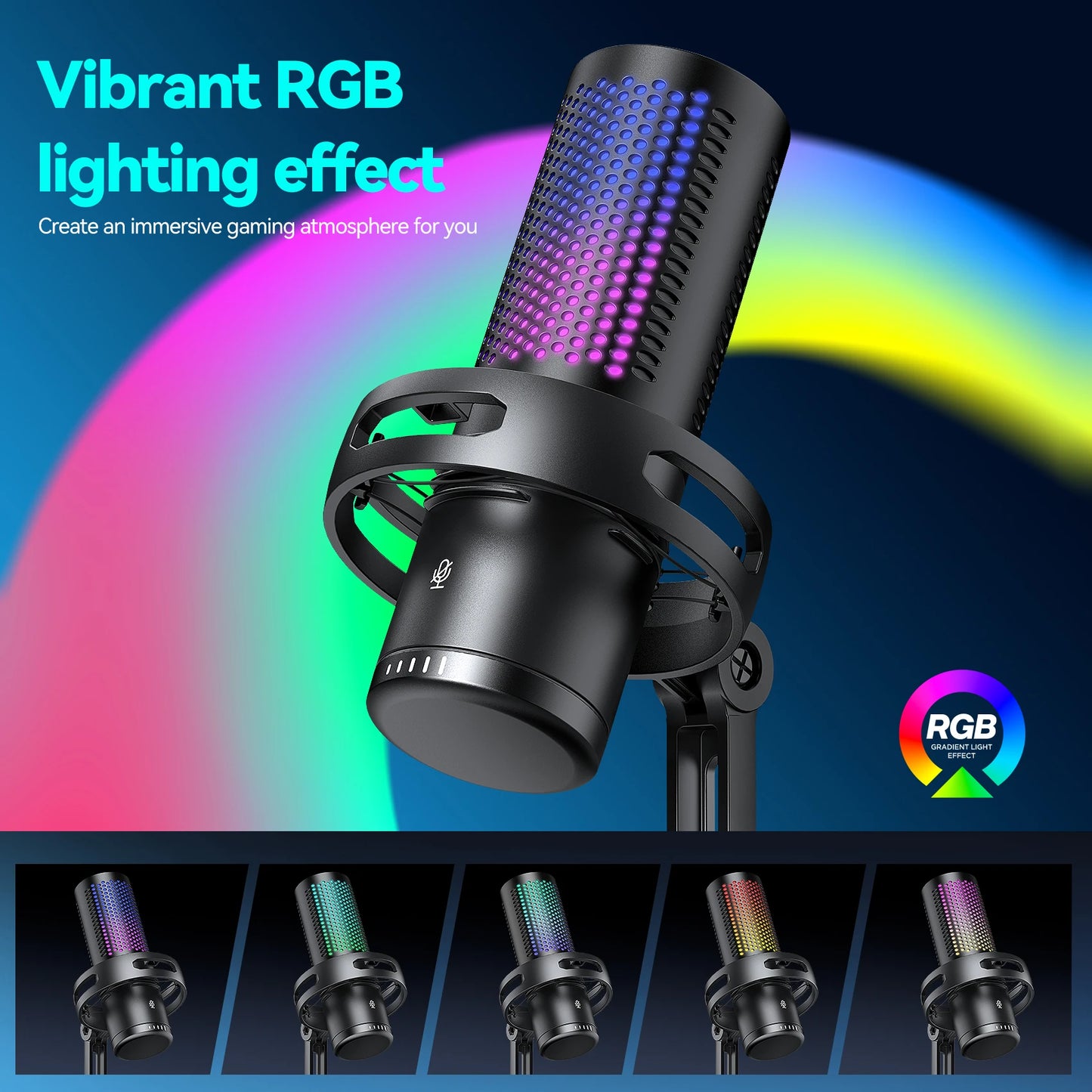 Gaming Computer Professional Condenser Microphone Mic PC Laptop USB Wired Live Streaming Podcast Studio Mike Kit Gamer Karaoke