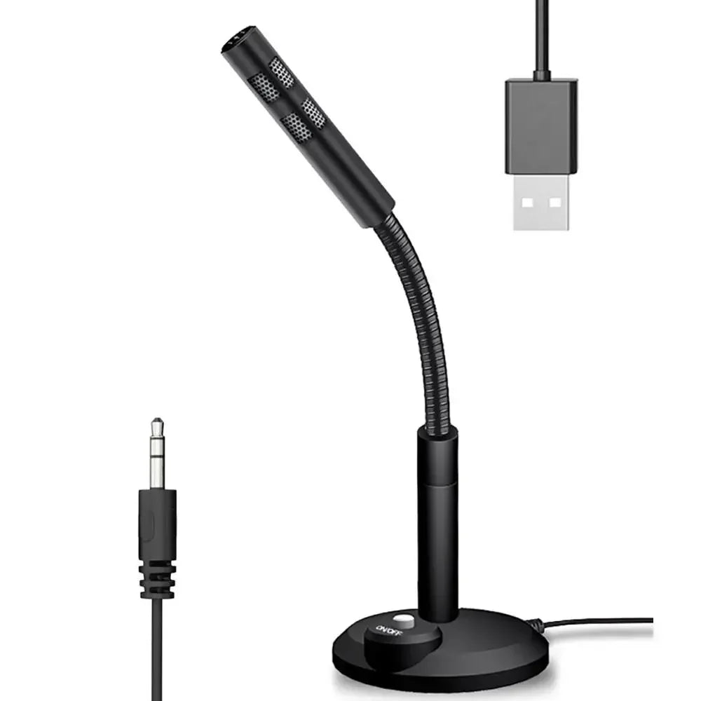 Mini 3.5mm Studio Microphone USB Desktop Wire Gaming Mic Speech Mic Stand Holder For PC Notebook Podcast Recording Studio