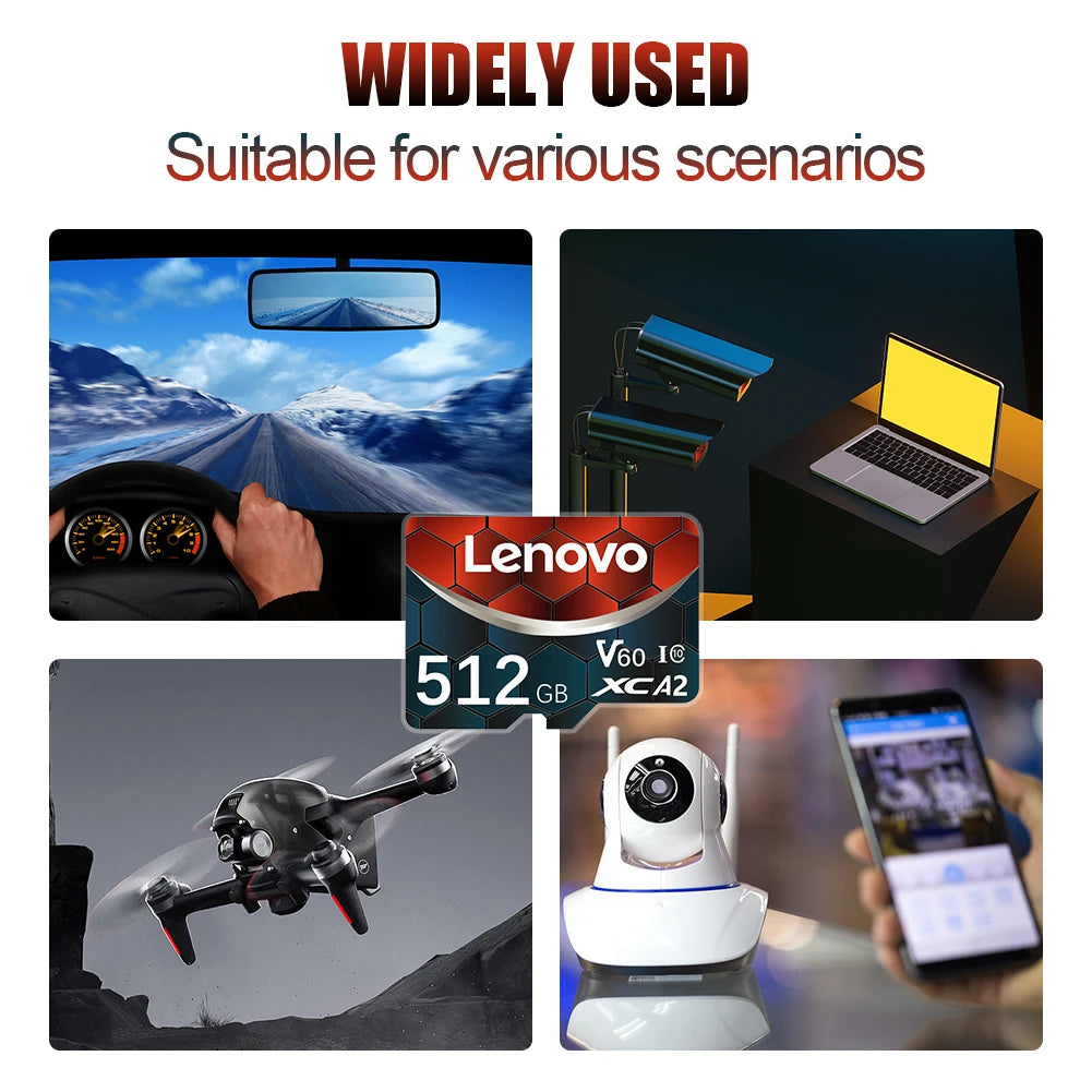 Lenovo 2TB 128GB 512GB Micro SDXC Micro TF SD SD Card A2 U3 160MB/s App Speed Samsung Galaxy Gaming Phone Free Shipping Adapter