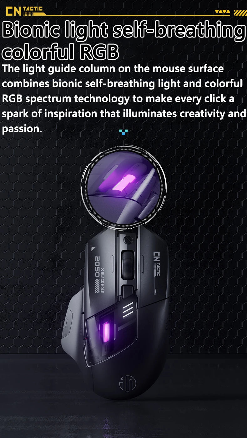 Inphic A9 Explorer Wireless Gaming Mouse 500mA Battery Level Display Rechargeable Silent Bluetooth Office Mouse For PC Laptop