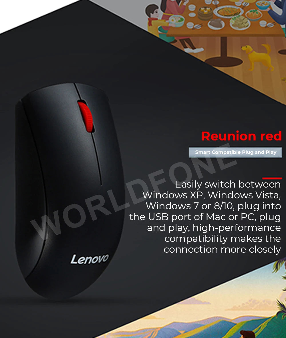Lenovo M120Pro Wireless Mouse Ergonomic Sensor USB Receiving Gaming Office Mouse 1000PDI MacBook Laptop Universal Accessories