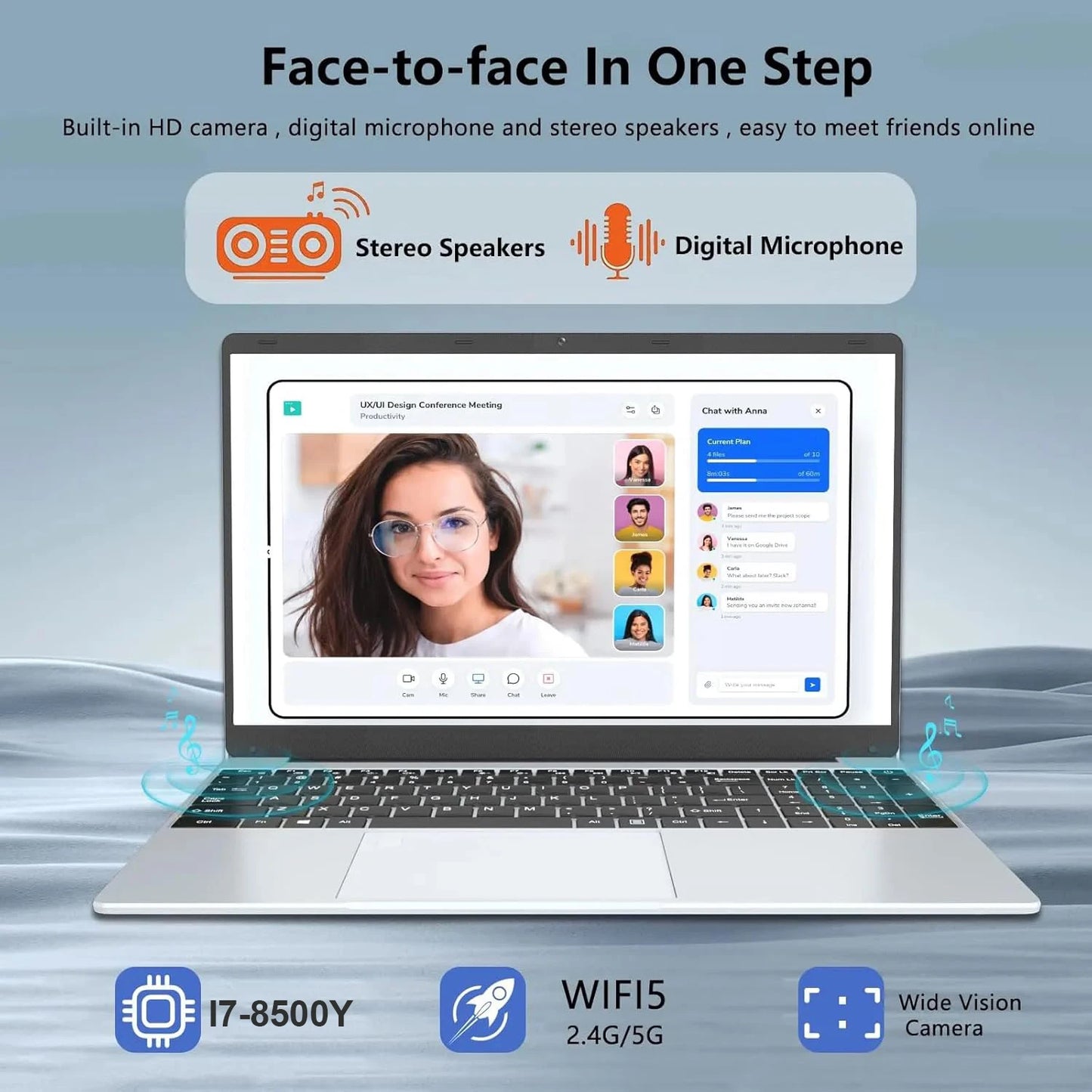 15.6" Intel Core i7 8500Y Laptop Computer PC Windows 11 Pro 16GB DDR4 1TB SSD i7 Laptops Office Fingerprint Unlock Notebook PC