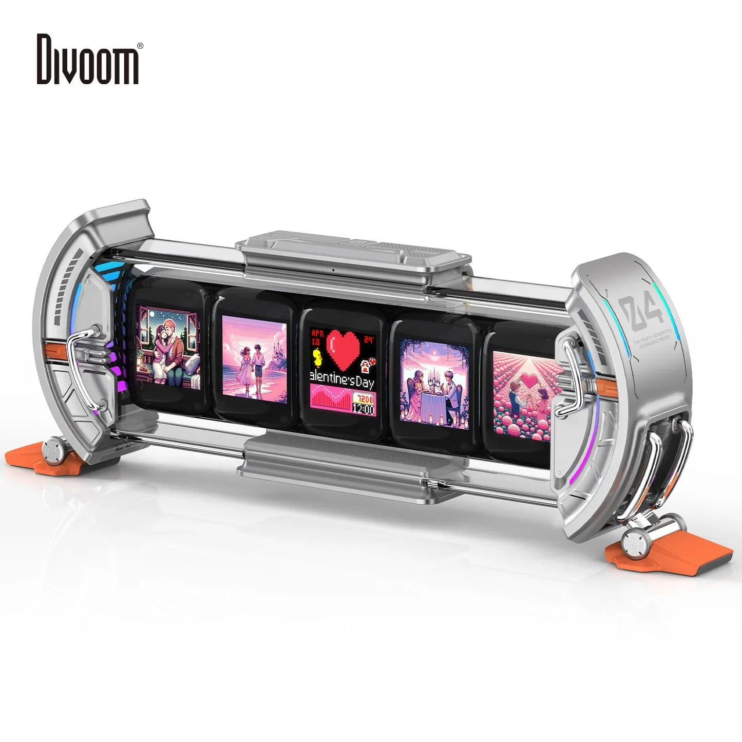 Divoom Times Gate - Cyberpunk Gaming Setup Digital Clock with Smart APP Control, WiFi Connect, RGB LED Display,