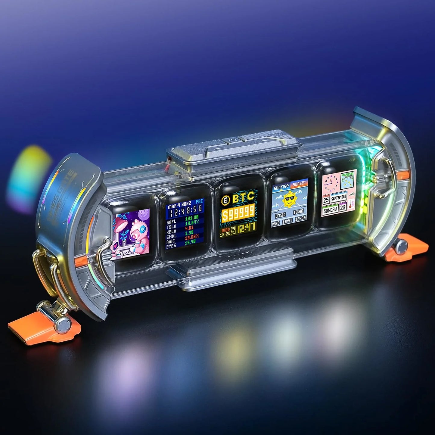 Divoom Times Gate - Cyberpunk Gaming Setup Digital Clock with Smart APP Control, WiFi Connect, RGB LED Display,