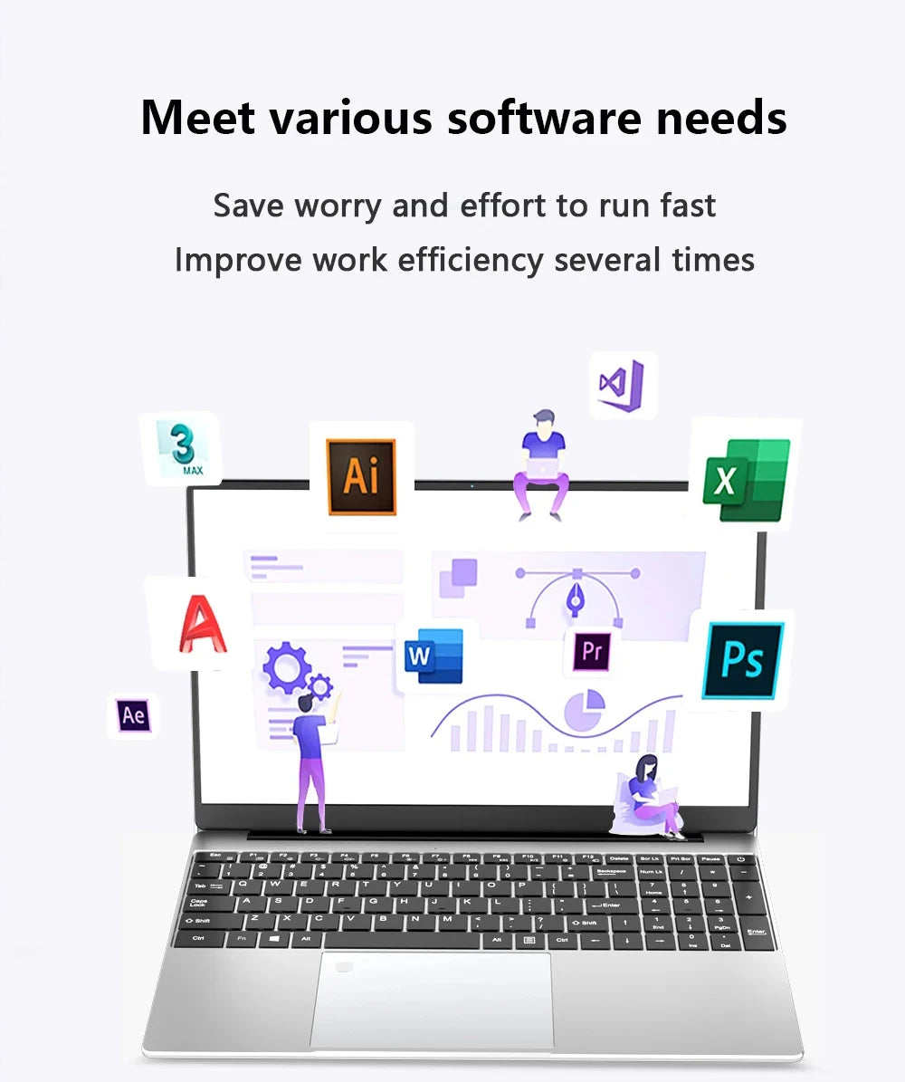 15.6" Intel Core i7 8500Y Laptop Computer PC Windows 11 Pro 16GB DDR4 1TB SSD i7 Laptops Office Fingerprint Unlock Notebook PC