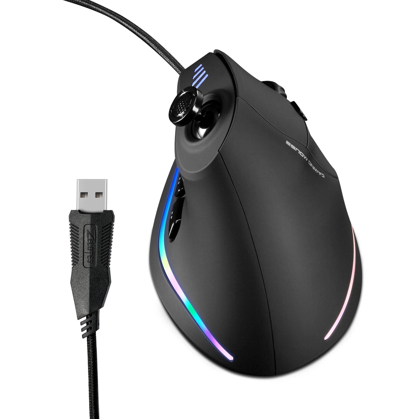 ZELOTES Vertical Gaming Mouse Wired USB Ergonomic Mice RGB Joysticks Programmable Laser Mice 10000 DPI For Gamer PC Computer C18