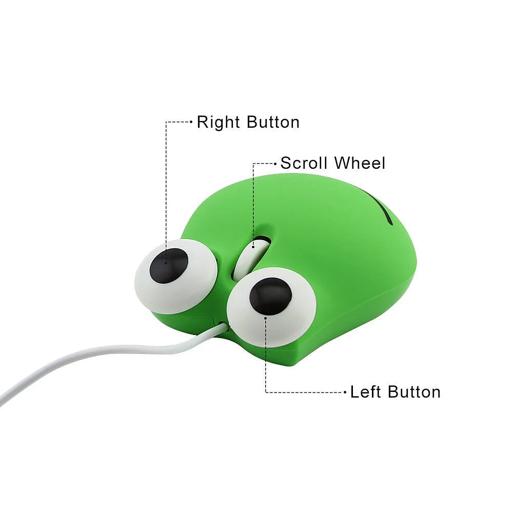 Cute Frog Gaming Mouse Creative USB Wired Mouse PC Gamer 1600Dpi 3D Cartoon Funny Mini Mice for Computer Laptop
