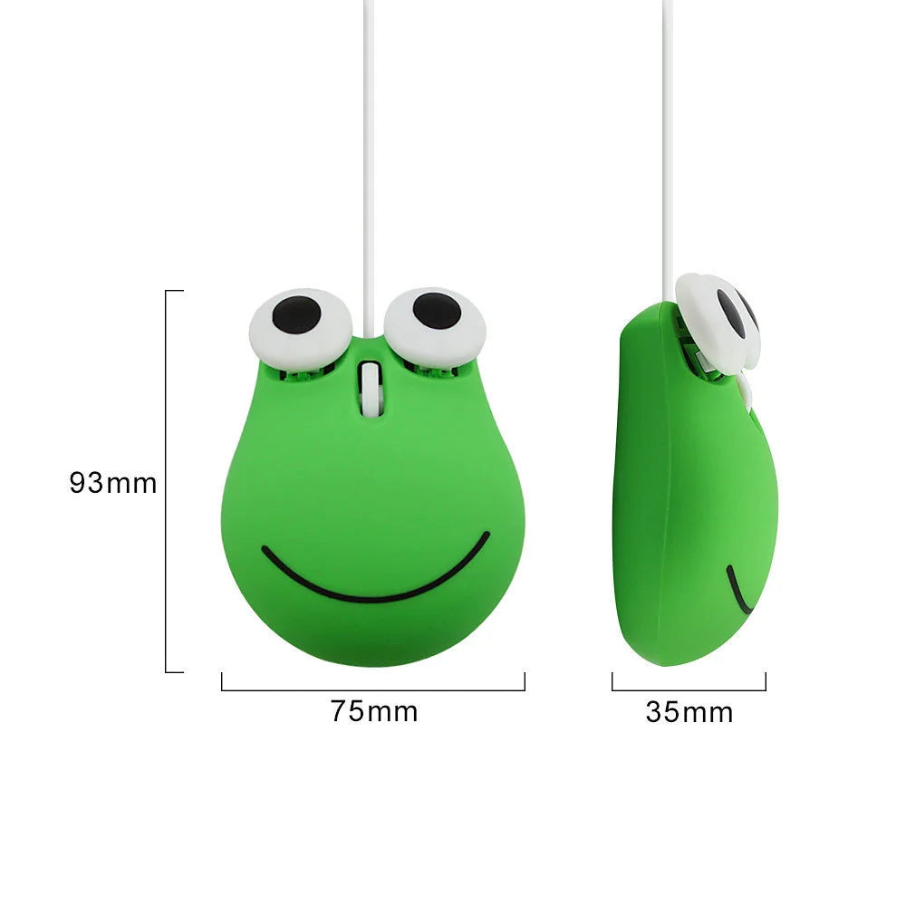Cute Frog Gaming Mouse Creative USB Wired Mouse PC Gamer 1600Dpi 3D Cartoon Funny Mini Mice for Computer Laptop