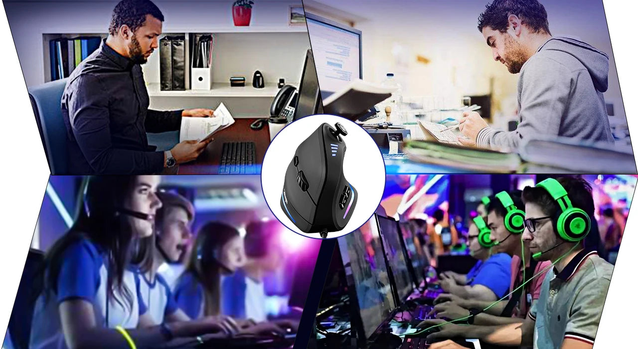 ZELOTES Vertical Gaming Mouse Wired USB Ergonomic Mice RGB Joysticks Programmable Laser Mice 10000 DPI For Gamer PC Computer C18