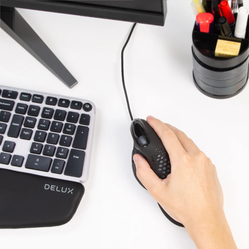 Delux Seeker M618XSU Ergonomic Vertical Wired Mouse RGB Light Removable Back Cover 4000DPI Gaming Mice For Laptop Computer
