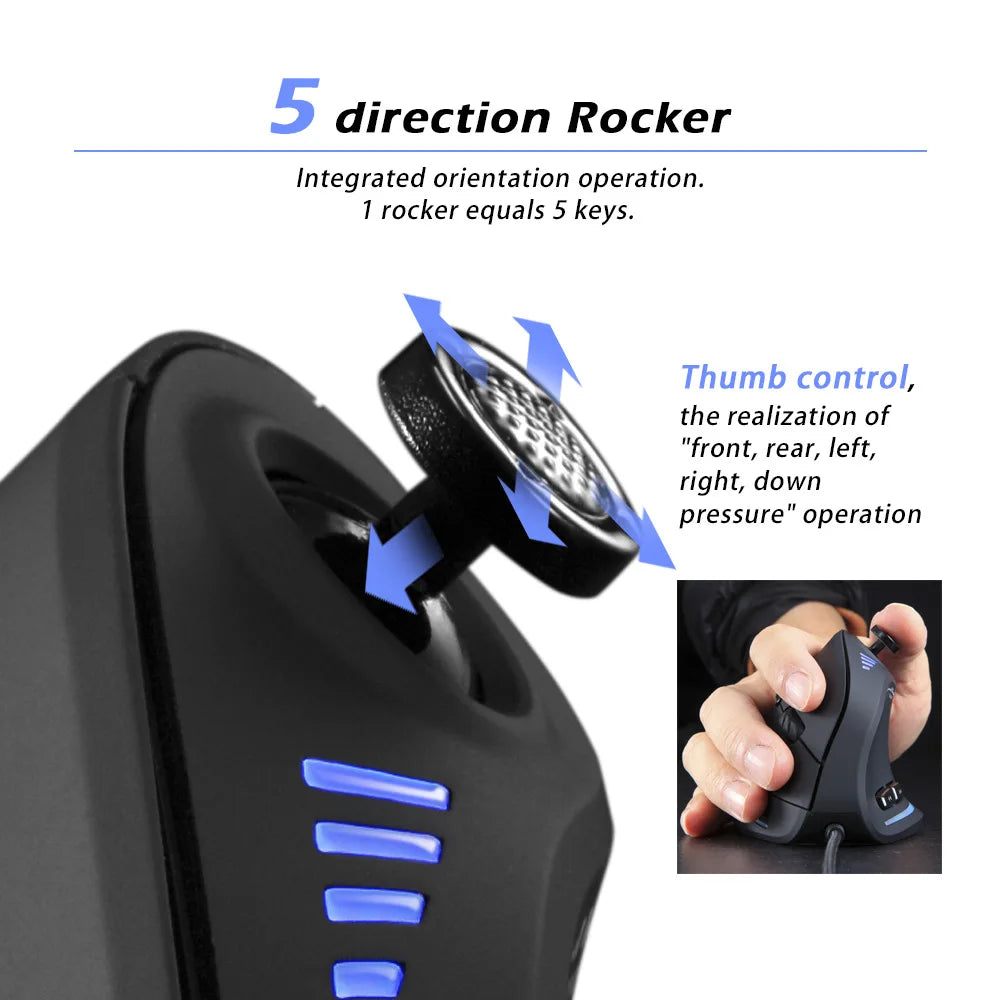 ZELOTES Vertical Gaming Mouse Wired USB Ergonomic Mice RGB Joysticks Programmable Laser Mice 10000 DPI For Gamer PC Computer C18