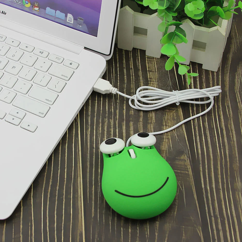 Cute Frog Gaming Mouse Creative USB Wired Mouse PC Gamer 1600Dpi 3D Cartoon Funny Mini Mice for Computer Laptop