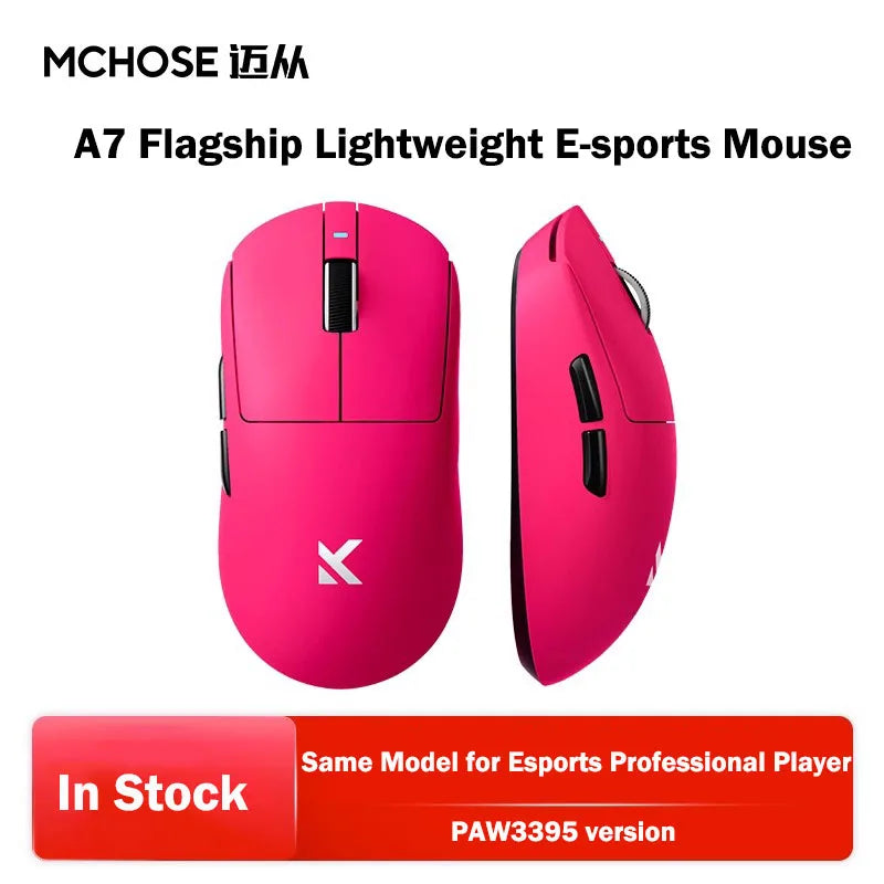 MCHOSE A7 Pro Ultra Wireless Mouse Tri-Mode Gaming E-sports Mouse PAW3950 Lightweight 42000dpi 8K Low Delay Ergonomics 500mAh