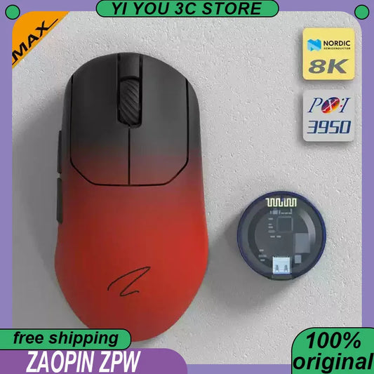 ZAOPIN ZPW Max Esports Mouse Wireless Tri-mode Nordic 52840 PAW3395 PAW3950 8K Receiver Lightweight Custom PC Laptop Gaming Mice