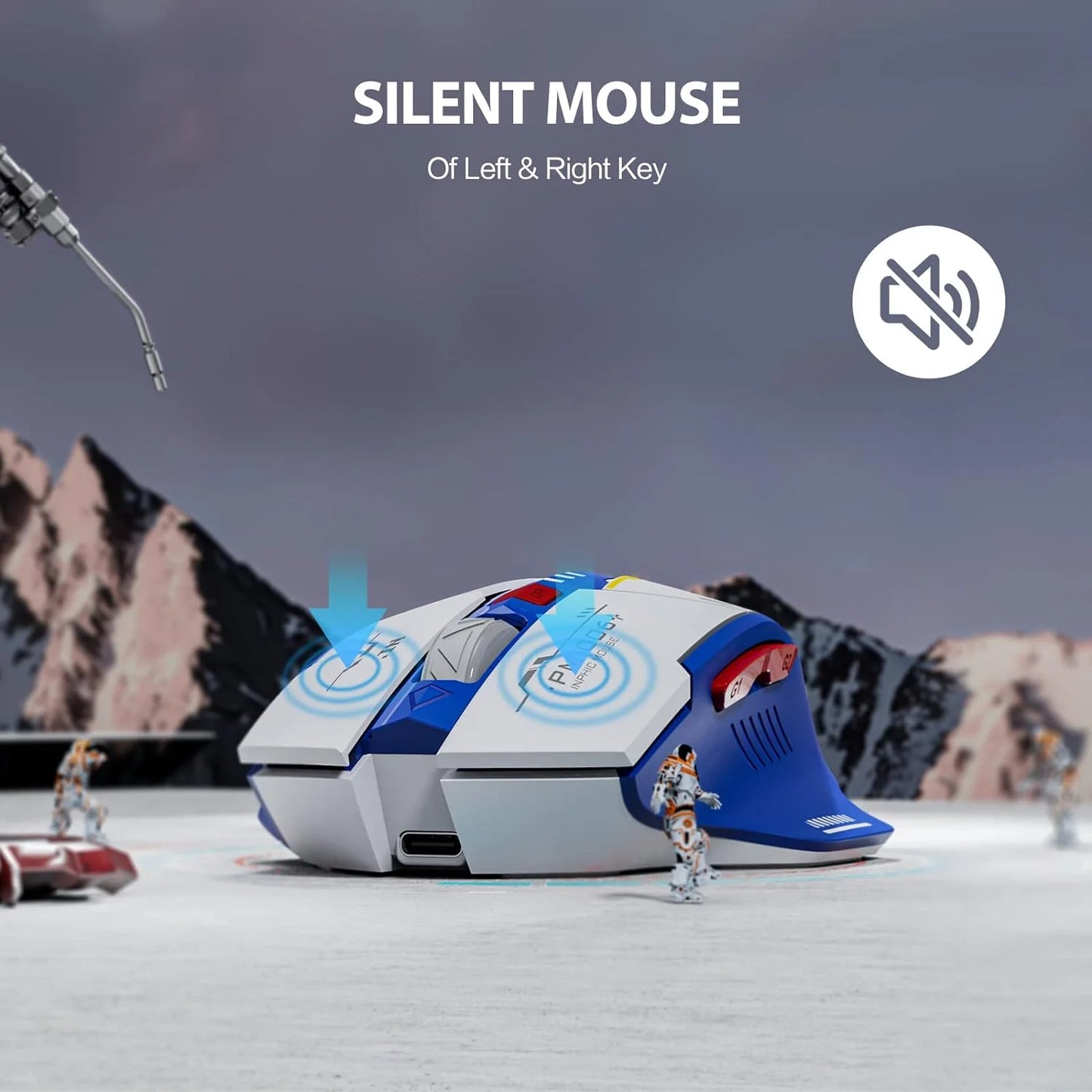 Inphic F9 Mecha Edition Wireless Mouse Silent Rechargeable Mouse Type-C LED Light Mouse For Computer Laptop Office Gaming
