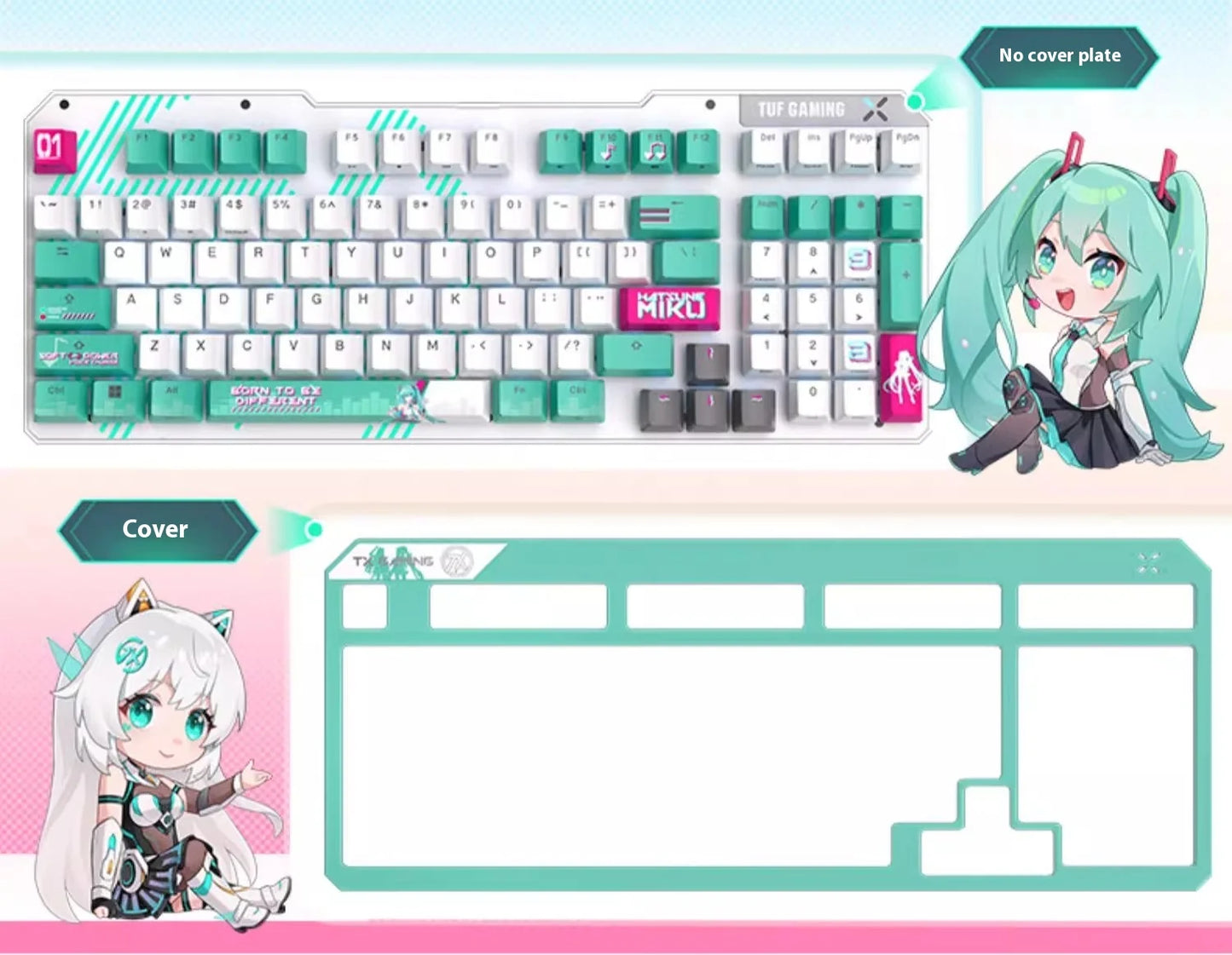 ASUS Tianxuan Mini Hatsune Miku  TX98miku Co branded Cable Video Game Mechanical Keyboard Customizable PC Gaming Keyboard