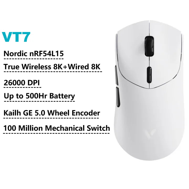 Rapoo VT7 VT7MAX Wireless Gaming Mouse True 8K Wireless Polling Rate 53g Lightweight 100-Million Mechanical Switch Macro Enabled