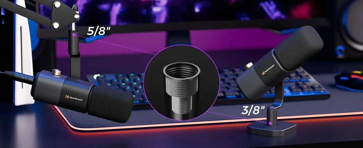 NearStream Desktop Microphone Condenser USB XLR US Local Shipping Plug-and-Play Professional Mic pc for Gaming Streaming