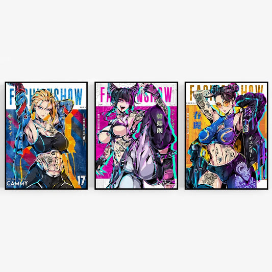 Classic Game Character C-ChunLi J-Juri Cool Posters S-Street Fighter Canvas Printing Wall Art Picture for Gaming Room Home Decor