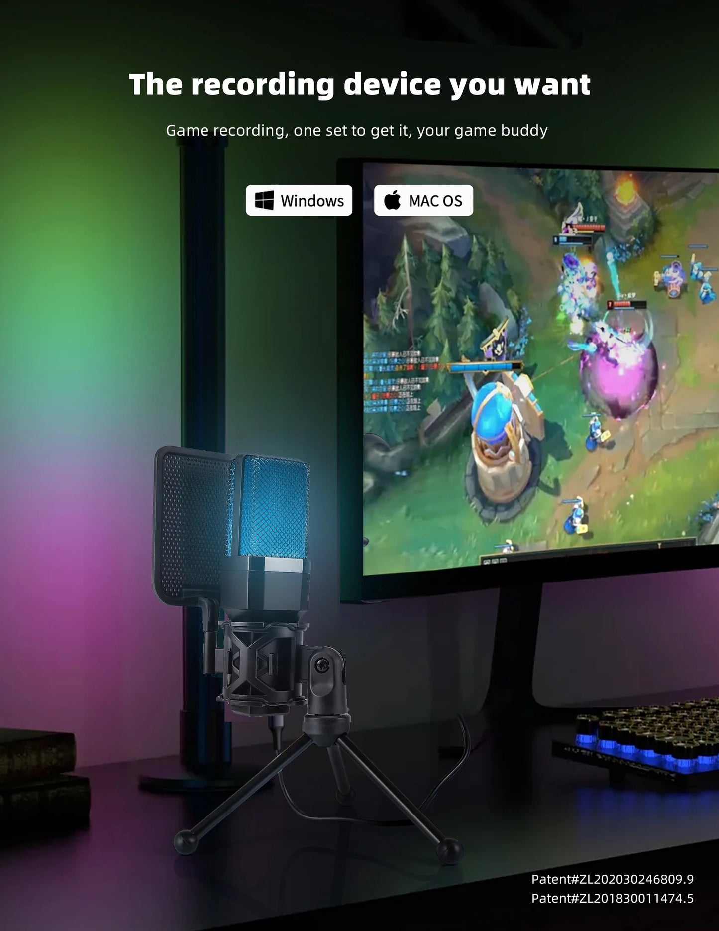 Gaming Computer Professional Condenser Microphone Mic PC Laptop USB Wired Live Streaming Podcast Studio Mike Kit Gamer Karaoke