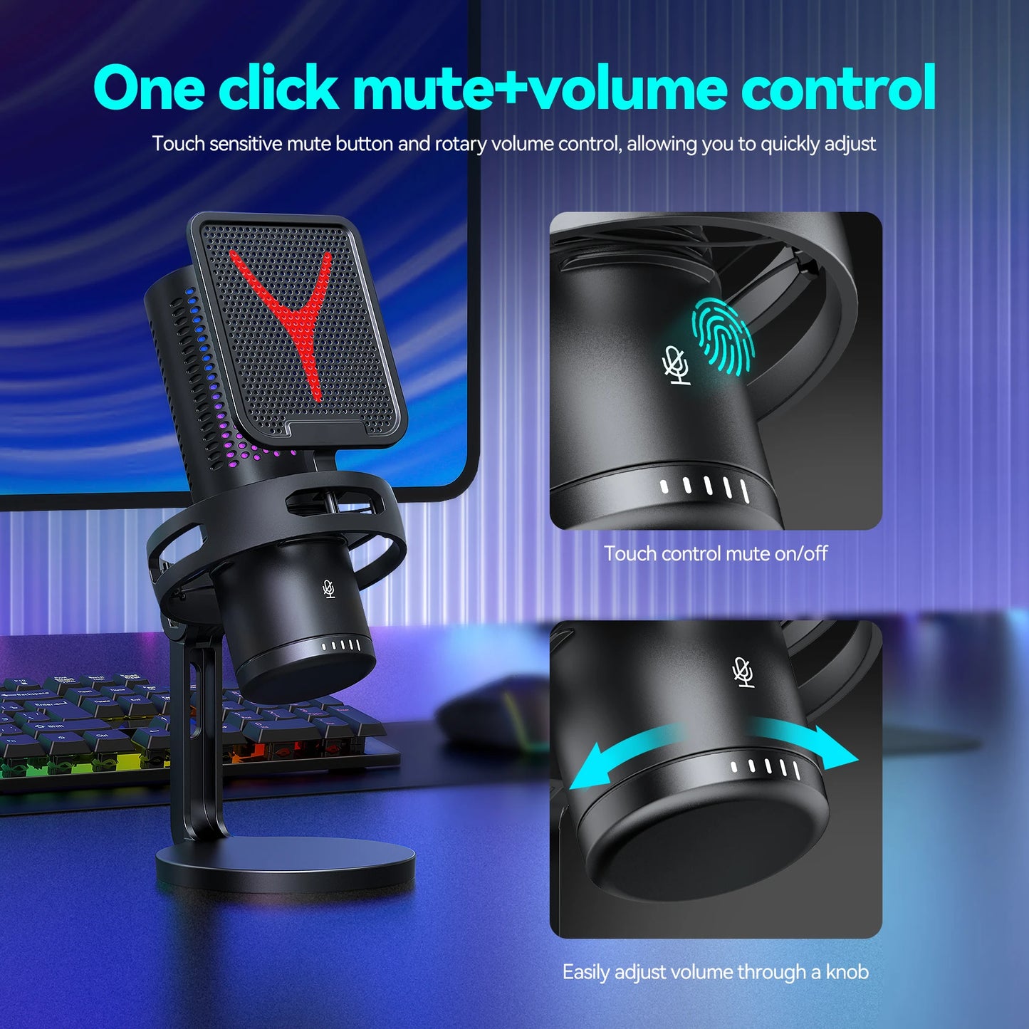 Condenser Professional Microphone Mic For PC Laptop Computer Gaming USB Wired Streaming Podcast Studio Mike Kit Gamer Accessory