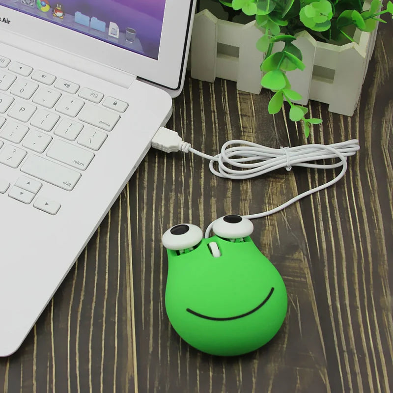 Cute Frog Gaming Mouse Creative USB Wired Mouse PC Gamer 1600Dpi 3D Cartoon Funny Mini Mice for Computer Laptop