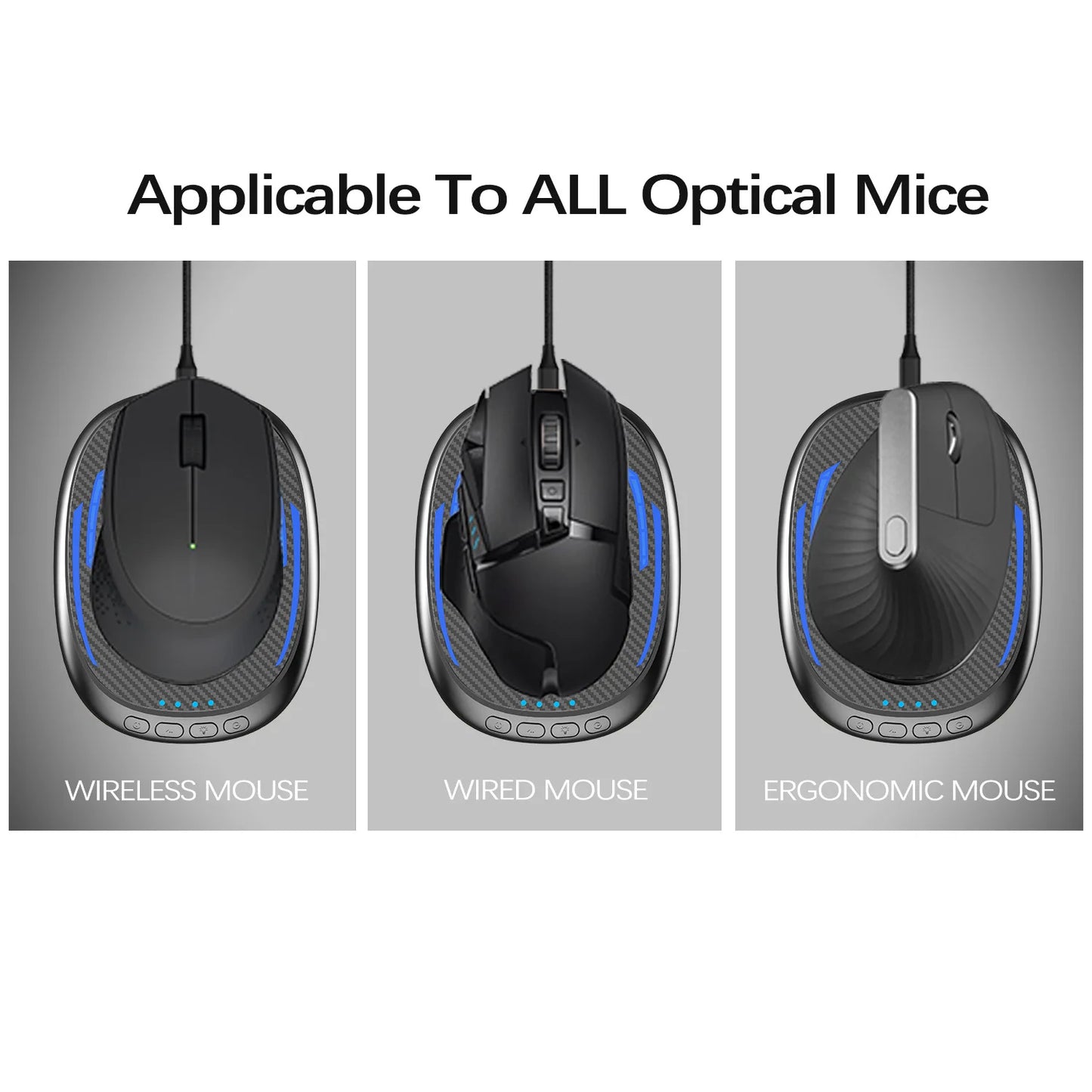 Carbon Fiber Pattern Gaming Mice Pad  LED RGB Lights Mouse Mover Anti Sleep Automatic Movement Prevent PC Screen Lock