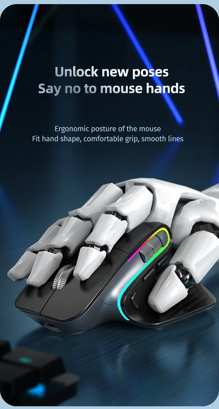 JOMAA 2.4G Wireless Bluetooth Mouse Rechargeable LED RGB Gaming Mouse  for Computer Gamer Office 4000DPI