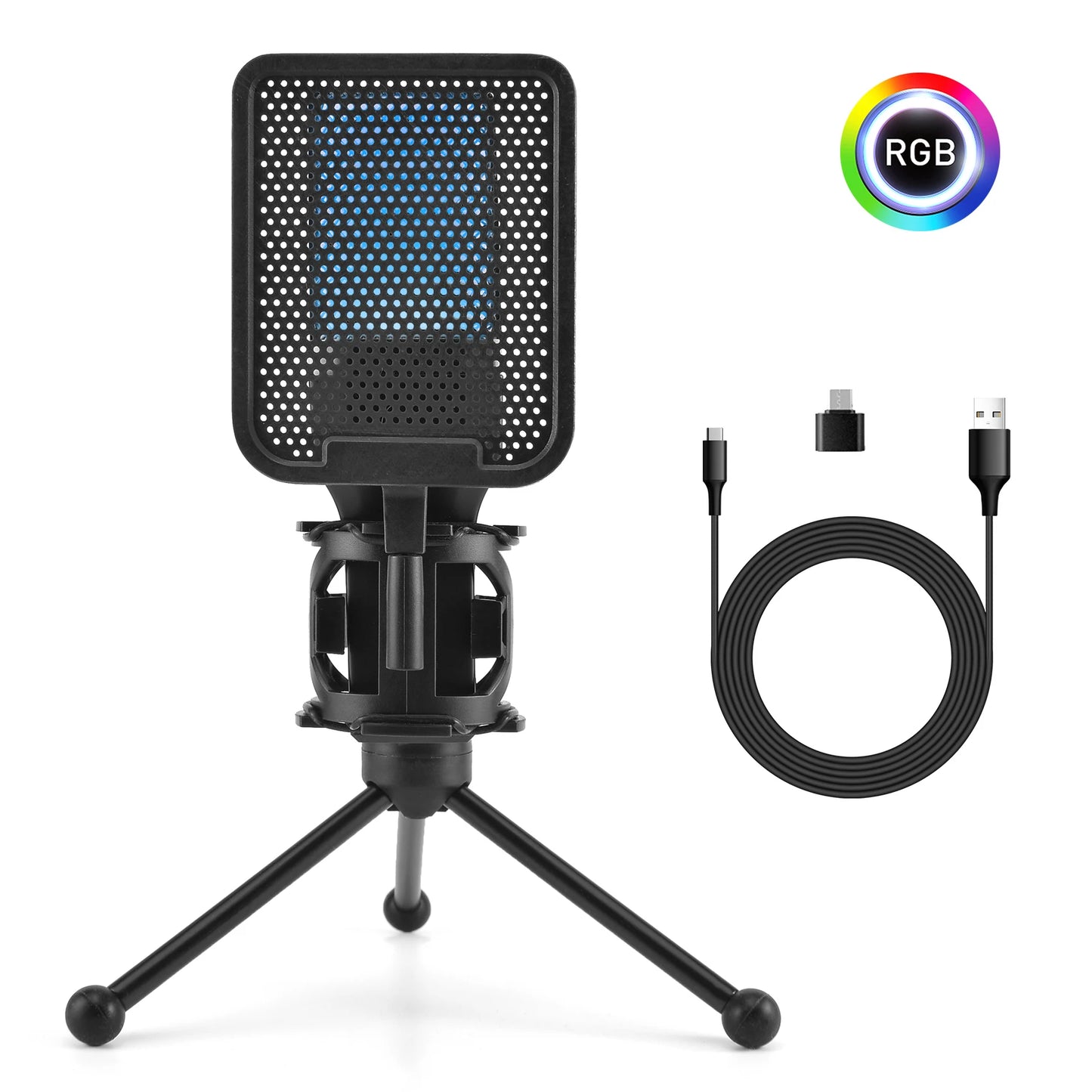 Gaming Computer Professional Condenser Microphone Mic PC Laptop USB Wired Live Streaming Podcast Studio Mike Kit Gamer Karaoke