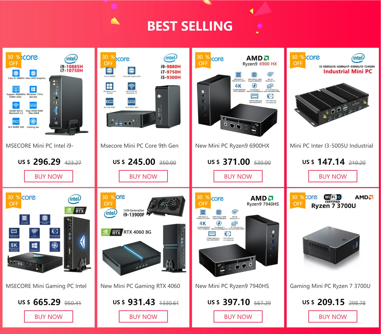 Msecore MV300 14th Intel Core i5 i7 i9 RTX 4070 12G Gaming Mini PC Windows 11 Office Desktop Computer DDR5 NVME WiFi6E BT5.3