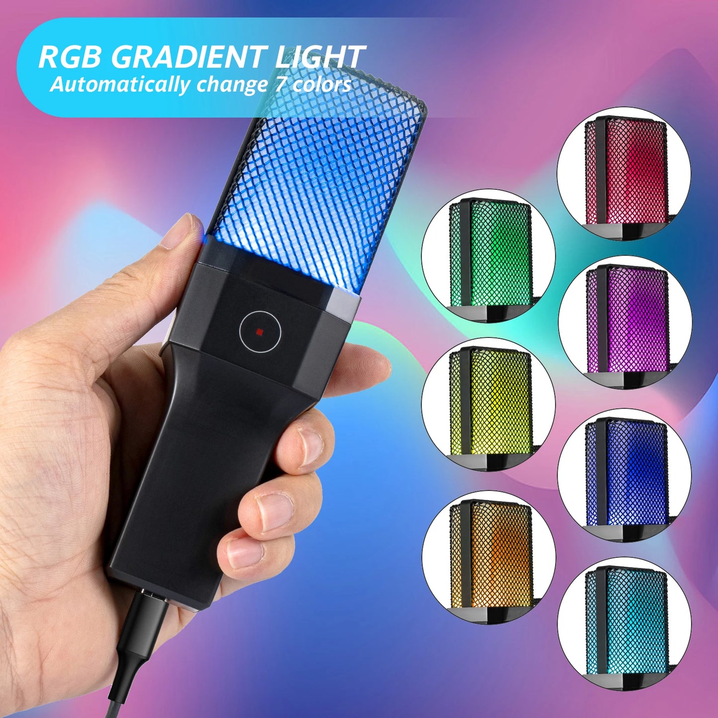 Gaming Computer Professional Condenser Microphone Mic PC Laptop USB Wired Live Streaming Podcast Studio Mike Kit Gamer Karaoke