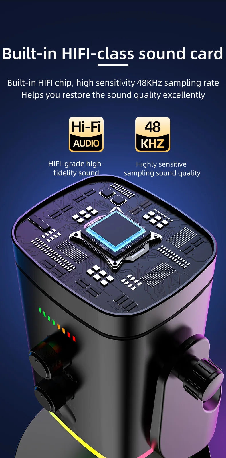 YU8 RGB gaming desktop microphone USB microphone live streaming XLR dynamic microphone recording computer mobile host karaoke