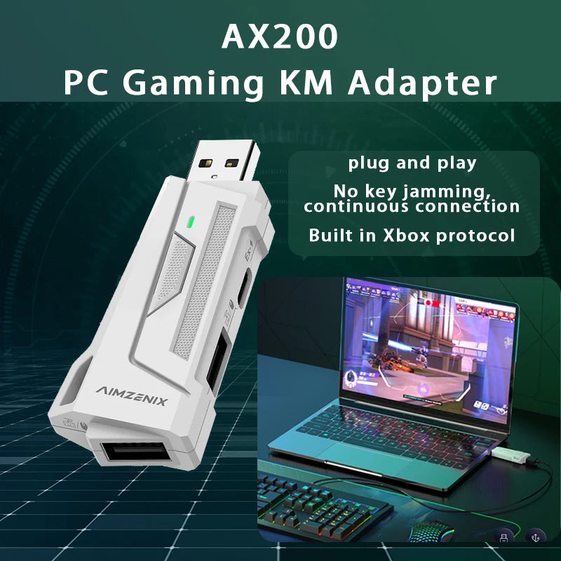 Aimzenix AX200 AX200Pro PC Gaming K&M Converter/Adapter, App Customization, 1000Hz Reporting Rate