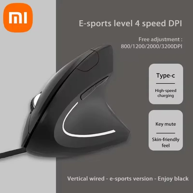 Xiaomi Wireless Bluetooth Vertical Mouse Rechargeable Personalised Side Grip Ergonomic 2.4G Mute Gaming PC Computer Mouse New