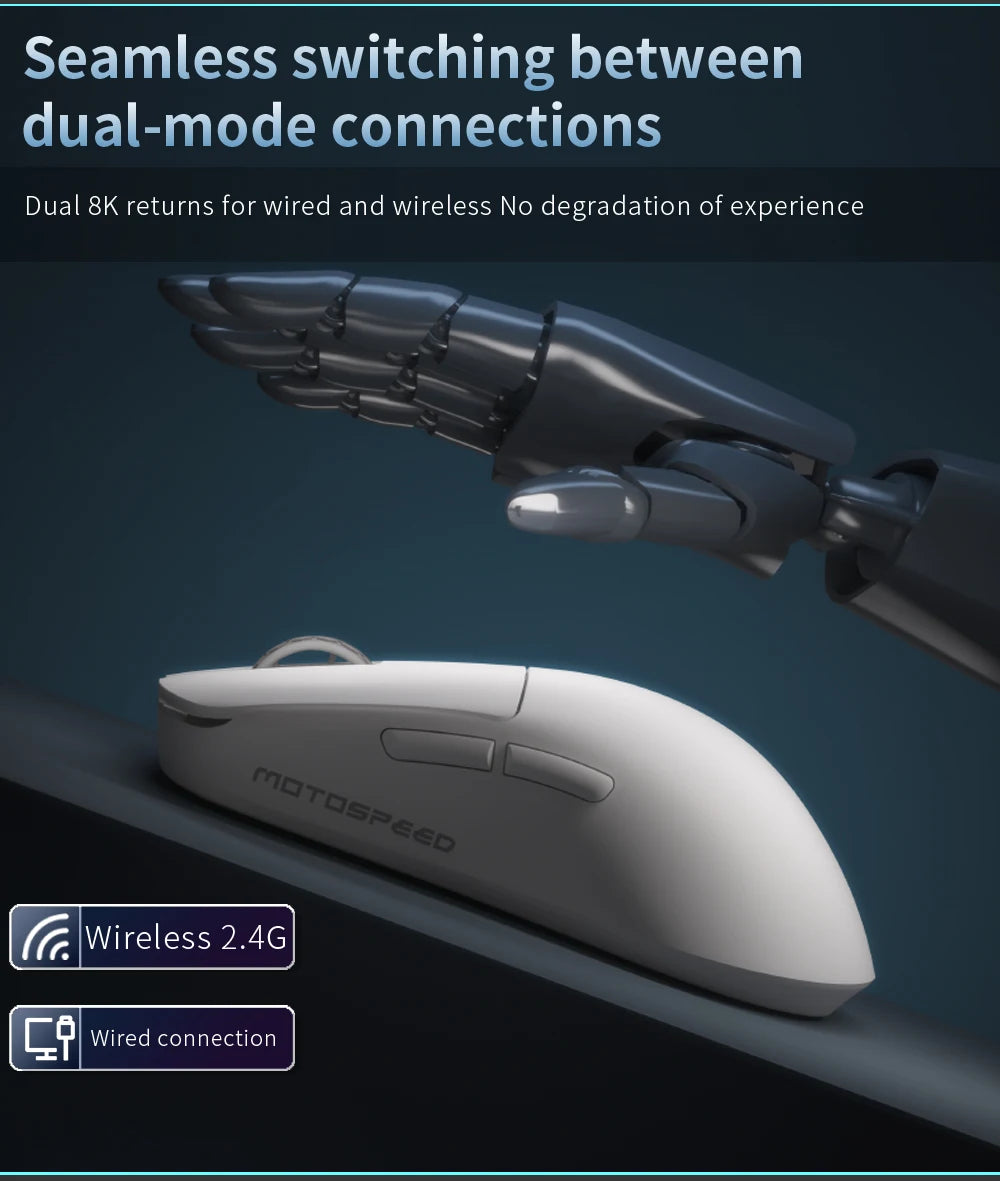Darmoshark Gaming Mouse X6-MAX PAW3950 Wireless Dual-Mode 8k Motospeed Mouse 30000DPI Lightweight Macro Game Mice For PC Laptop